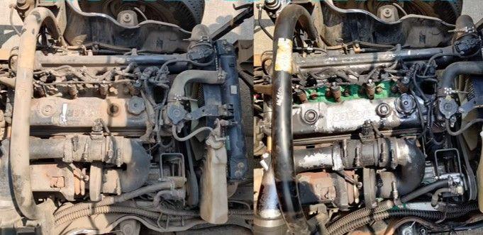 Engine before and after CMW CO2 Dry Ice Blasting